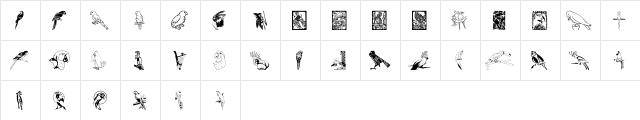 Moyra's Parrots Regular  glyph index