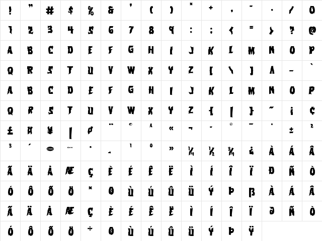Vorvolaka Regular  glyph index