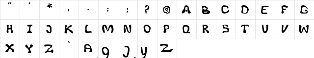 Hideous Regular  glyph index