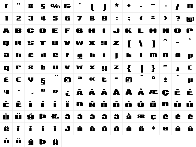 Sneakers Pro UtWd Obl  glyph index