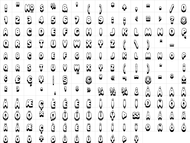 Magical Mystery Tour Outline Shadow Regular  glyph index