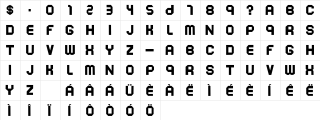 SOEKARNO HATTA Regular  glyph index