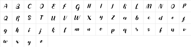 Maylanie Regular  glyph index