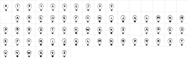 101! Bright Idea Regular  glyph index