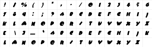 Amative Oblique  glyph index