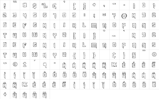 Splincide Regular  glyph index