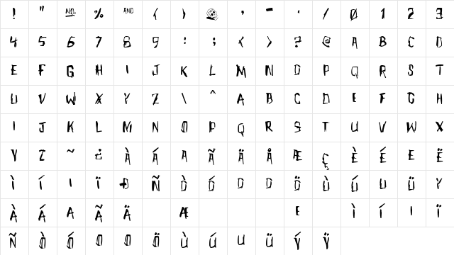 Meet John Henry Regular  glyph index