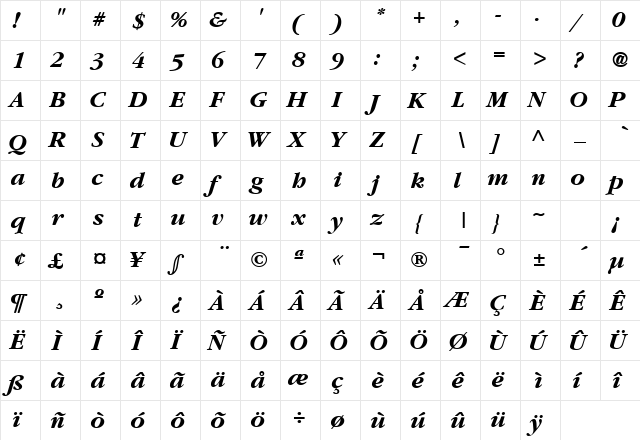 GarryMondrian6 BoldItalicSH  glyph index