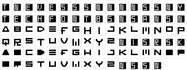 KTech Regular  glyph index