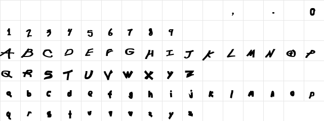Muffler Regular  glyph index