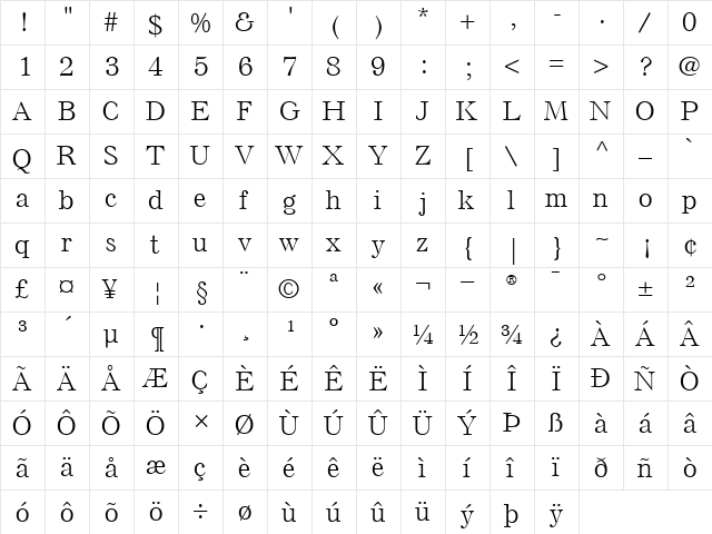 ElseNPL-Light Light  glyph index