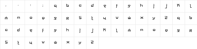 ion Regular  glyph index