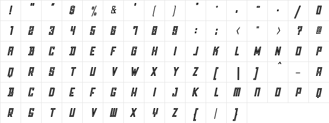 Grizzly Bear 10 Shadow Inline I Regular  glyph index
