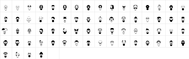 Beluz Family  glyph index