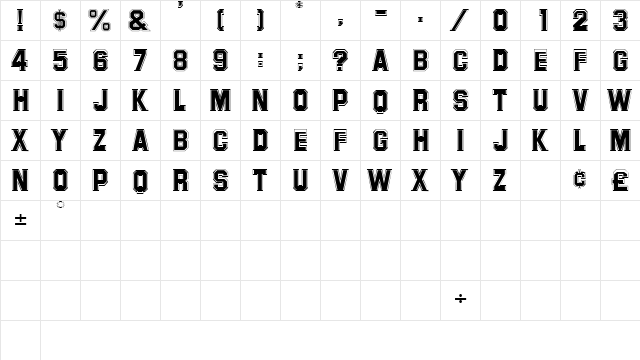 LetterSweaterSansOutlineCapsSSK Regular  glyph index