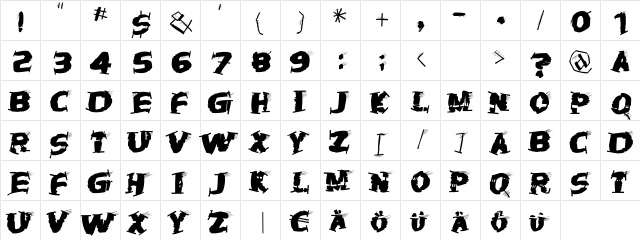 TheTrampsTrash Regular  glyph index