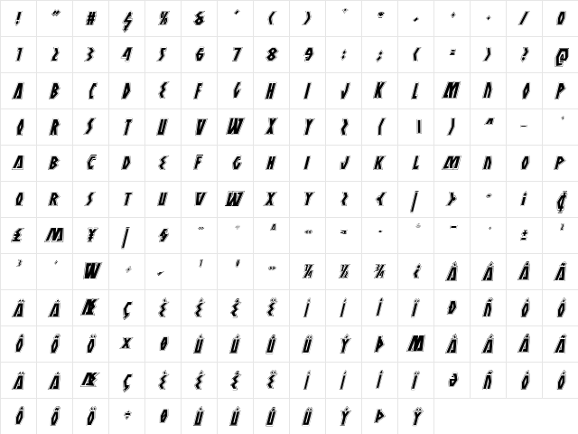 Antikythera Academy Italic Italic  glyph index
