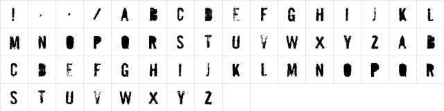 MailBomb Regular  glyph index