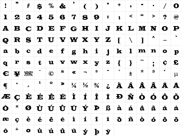 Indubitably NF Regular  glyph index