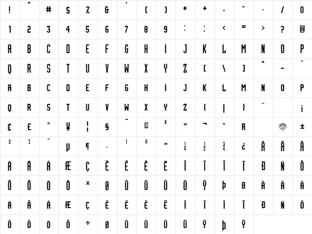 Assiduous SmallCaps  glyph index