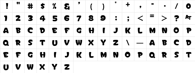 Sign Painters Gothic No. 2 JL Regular  glyph index