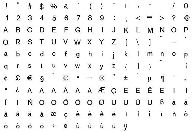 A750-Sans-Oldface Regular  glyph index