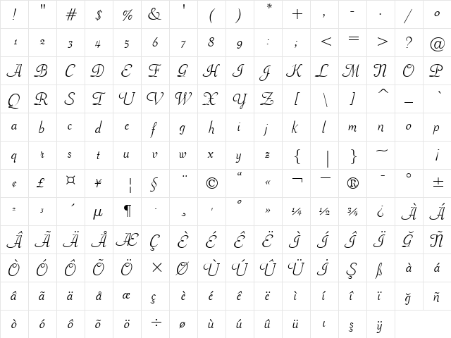 00543 Regular  glyph index