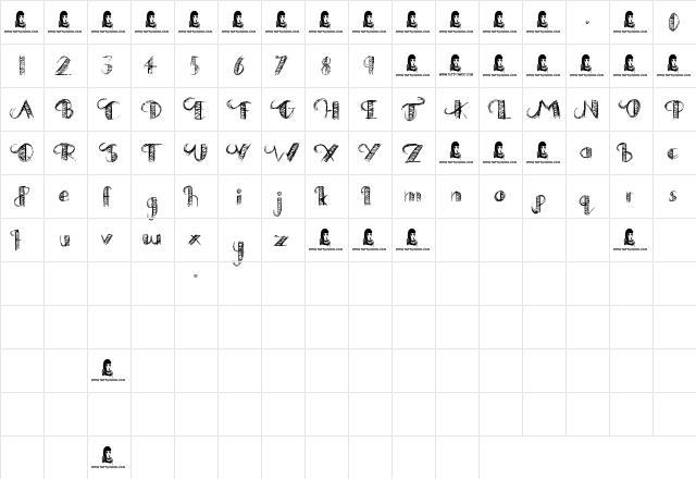 Drawing Practice Regular  glyph index