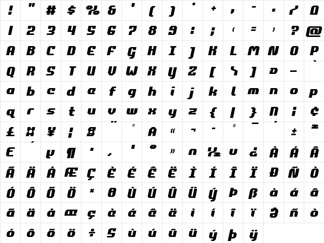 Commonwealth Semi-Italic Semi-Italic  glyph index