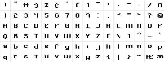 Bobcaygeon (BRK) Normal  glyph index