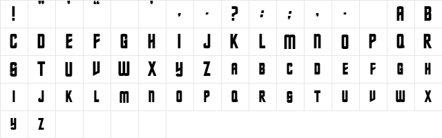 Nebula Bold  glyph index