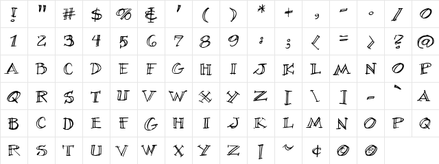 Village Idiot BB Regular  glyph index