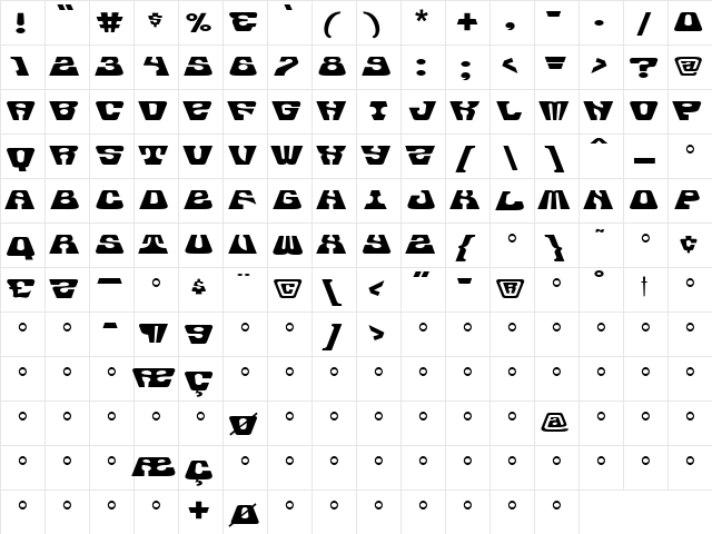 Trickhouse Medium  glyph index