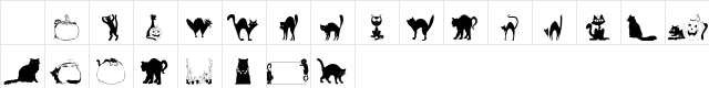 101! Black KatZ Regular  glyph index