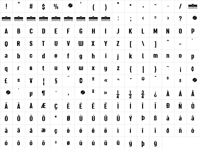 Sugo Pro Classic Trial Regular  glyph index