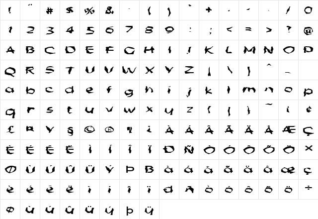 FZ WACKY 56 EX Normal  glyph index