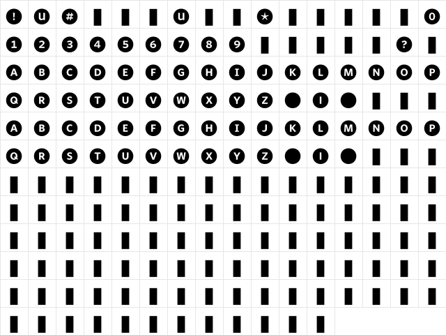 WhitneyIndexBlack RoundBd  glyph index