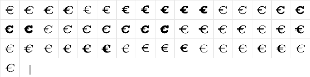 EuroSerifEF Four  glyph index
