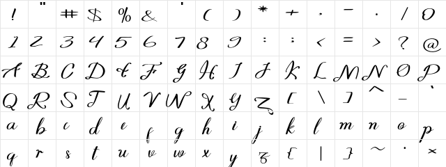 viktoria Regular  glyph index