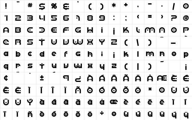 SF Planetary Orbiter Bold  glyph index