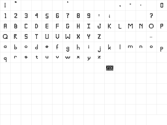 Pipefitter Bold  glyph index