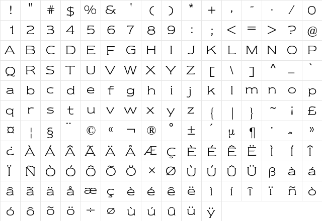 Newtext BQ Regular  glyph index