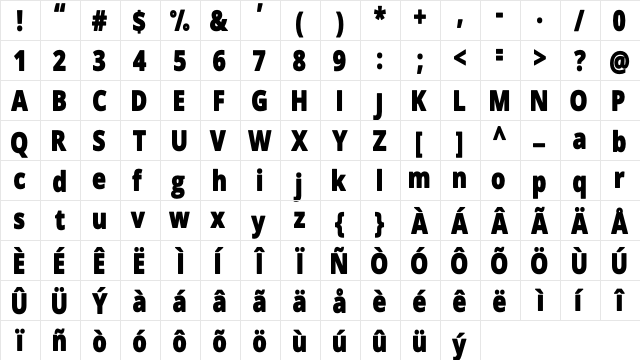 Novus-Bold Regular  glyph index