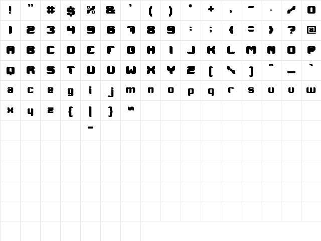 I AM A ROBOT Regular  glyph index