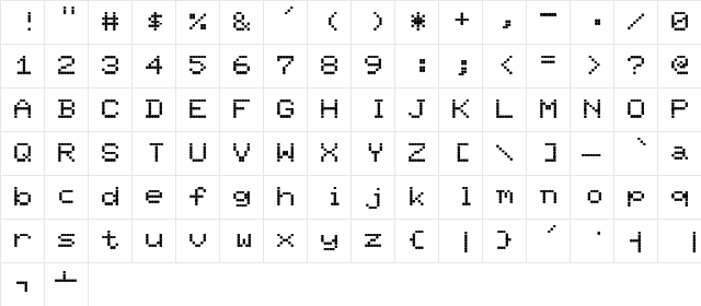 Pixel- Regular  glyph index