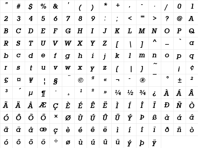 LubalinGraItcTDem Oblique  glyph index