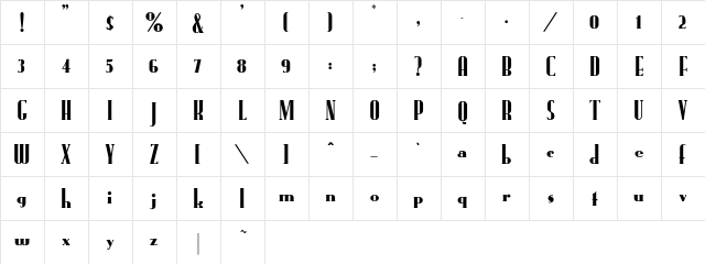 Fund-Runk Regular  glyph index