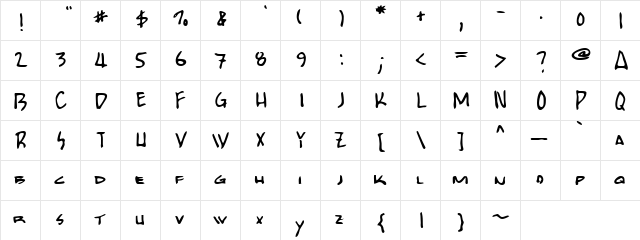 Sketch Pen Regular  glyph index