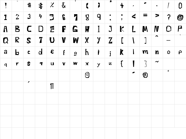 poo Regular  glyph index