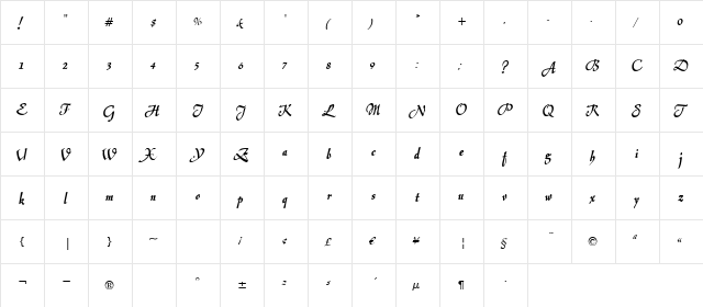Jerash Regular  glyph index